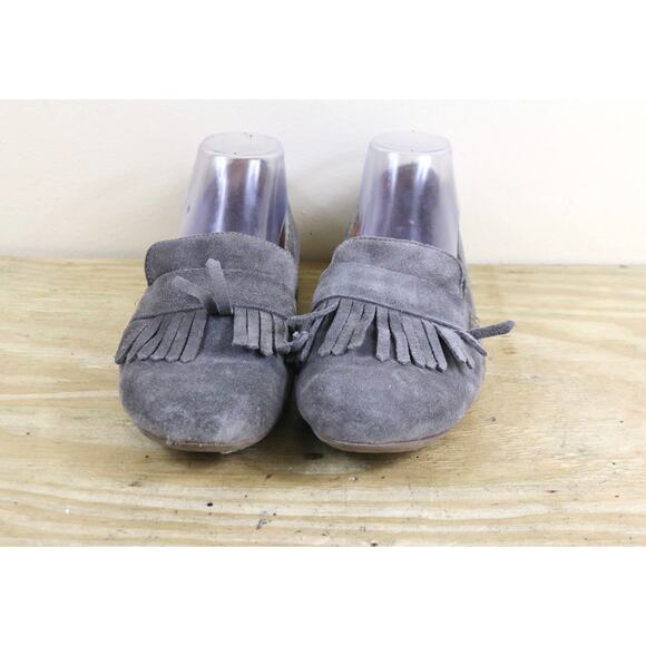Born Shoes Womens 9 Gray Suede McGee Tassel Slip On Loafers Flats - Picture 2 of 7
